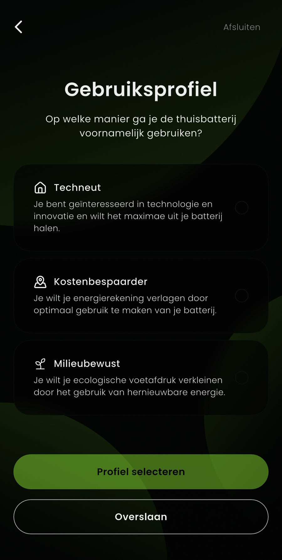 Choose user profile